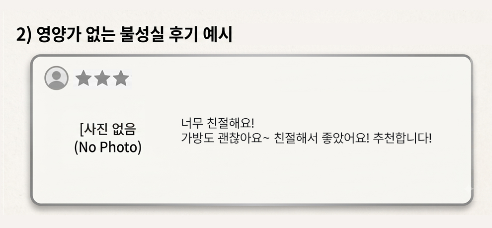 2) 영양가 없는 불성실 후기